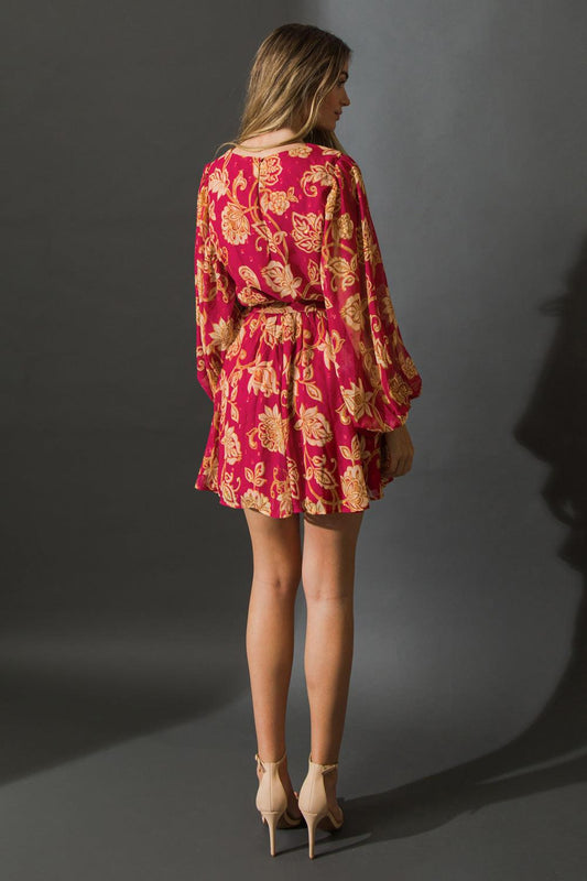 One That Got Away Woven Mini Dress With Exaggerated Sleeves