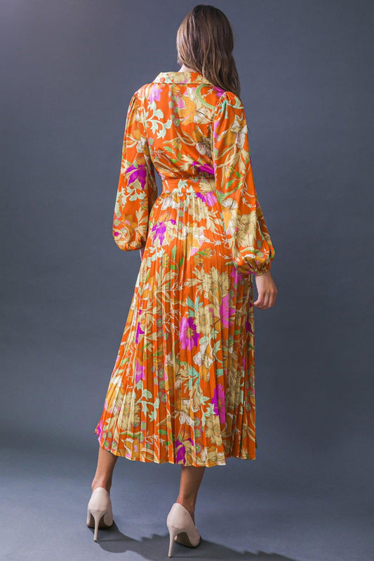 Keep Getting Better Woven Midi Dress With Surplice Neckline And Pleated Skirt