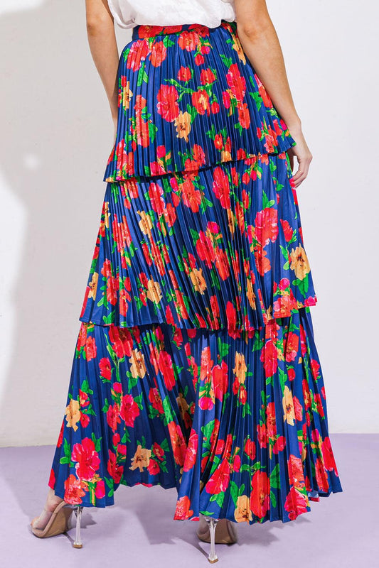 Unforgettable Muse Woven Skirt With Pleated Layered Design Side Zipper