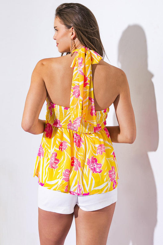 All That Class Woven Top With Sweetheart Neckline And Smocked Back