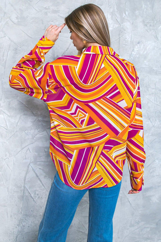 Lively Cham Woven Top Button Down With Shirt Collar