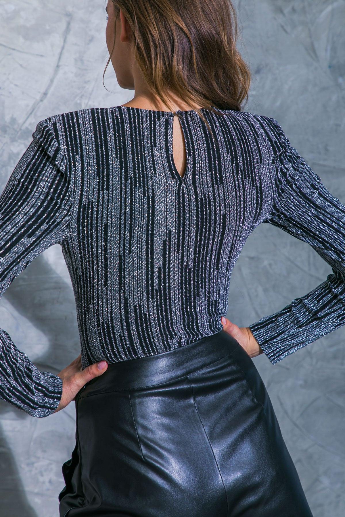 Wishing For You Bodysuit With Round Neckline Keyhole Back Snap Closure
