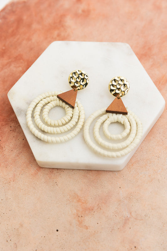 Bohemian Dream Rattan Circle Drop Earrings-Soul Flow Apparel