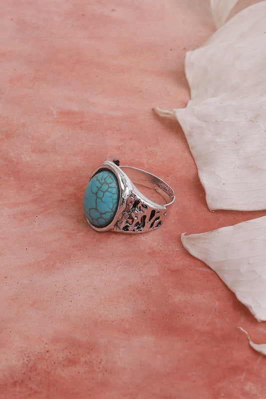 Bohemian Oval Cut Turquoise Ring-Soul Flow Apparel
