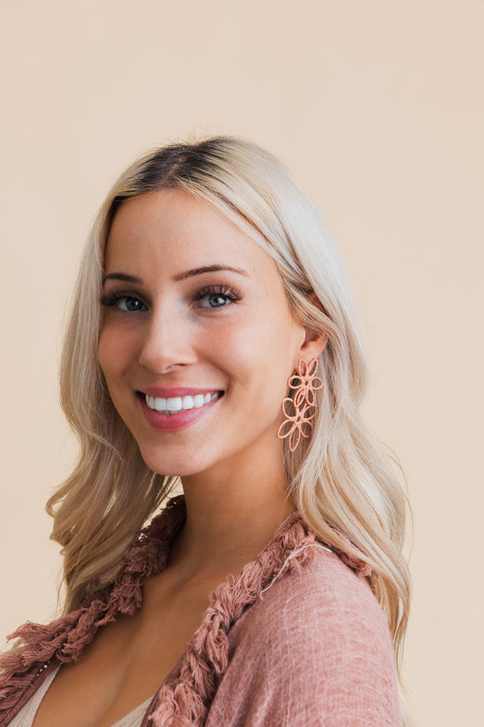 Boho Bloom Raffia Drop Earrings-Soul Flow Apparel