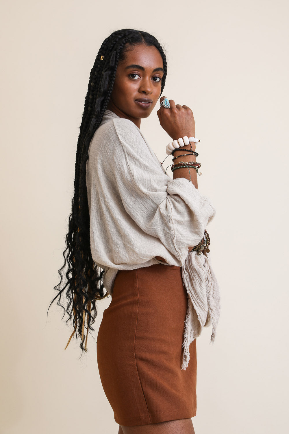 Flounce Sleeve Kimono Wrap-Soul Flow Apparel