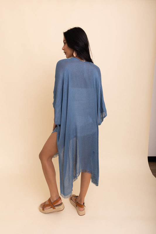 Sun-kissed Breeze Frayed Trim Kimono-Soul Flow Apparel