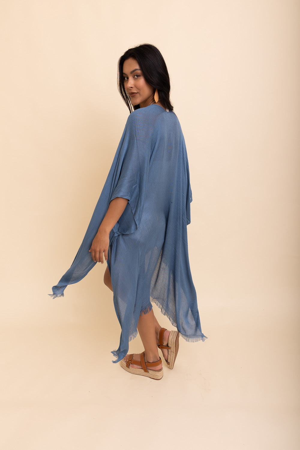 Sun-kissed Breeze Frayed Trim Kimono-Soul Flow Apparel