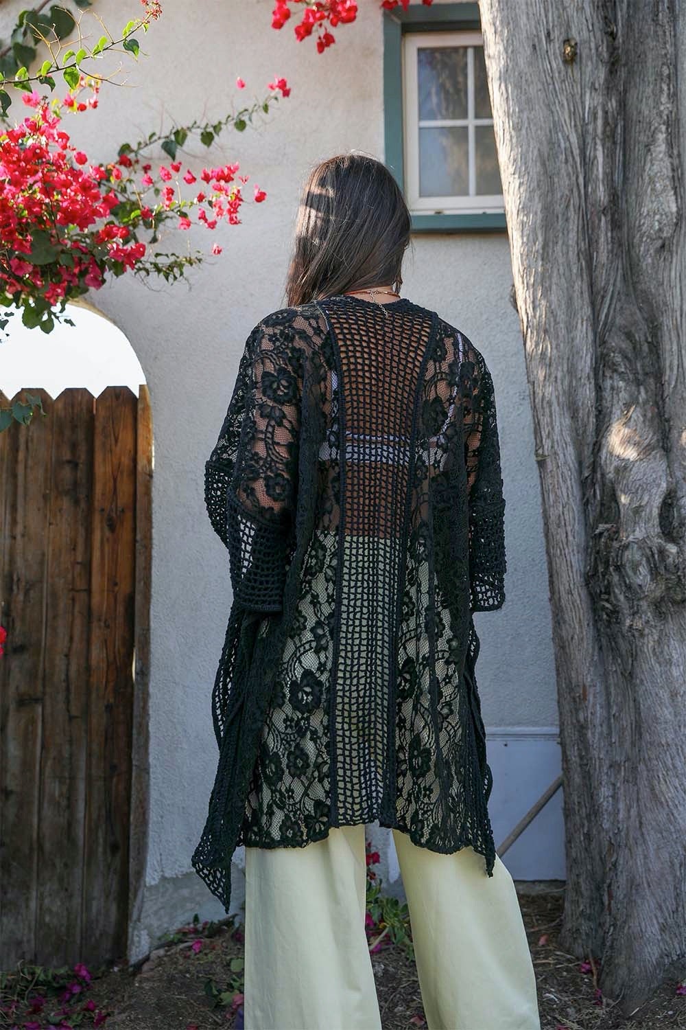 Open Front Floral Knit Kimono – Casual Elegance-Soul Flow Apparel