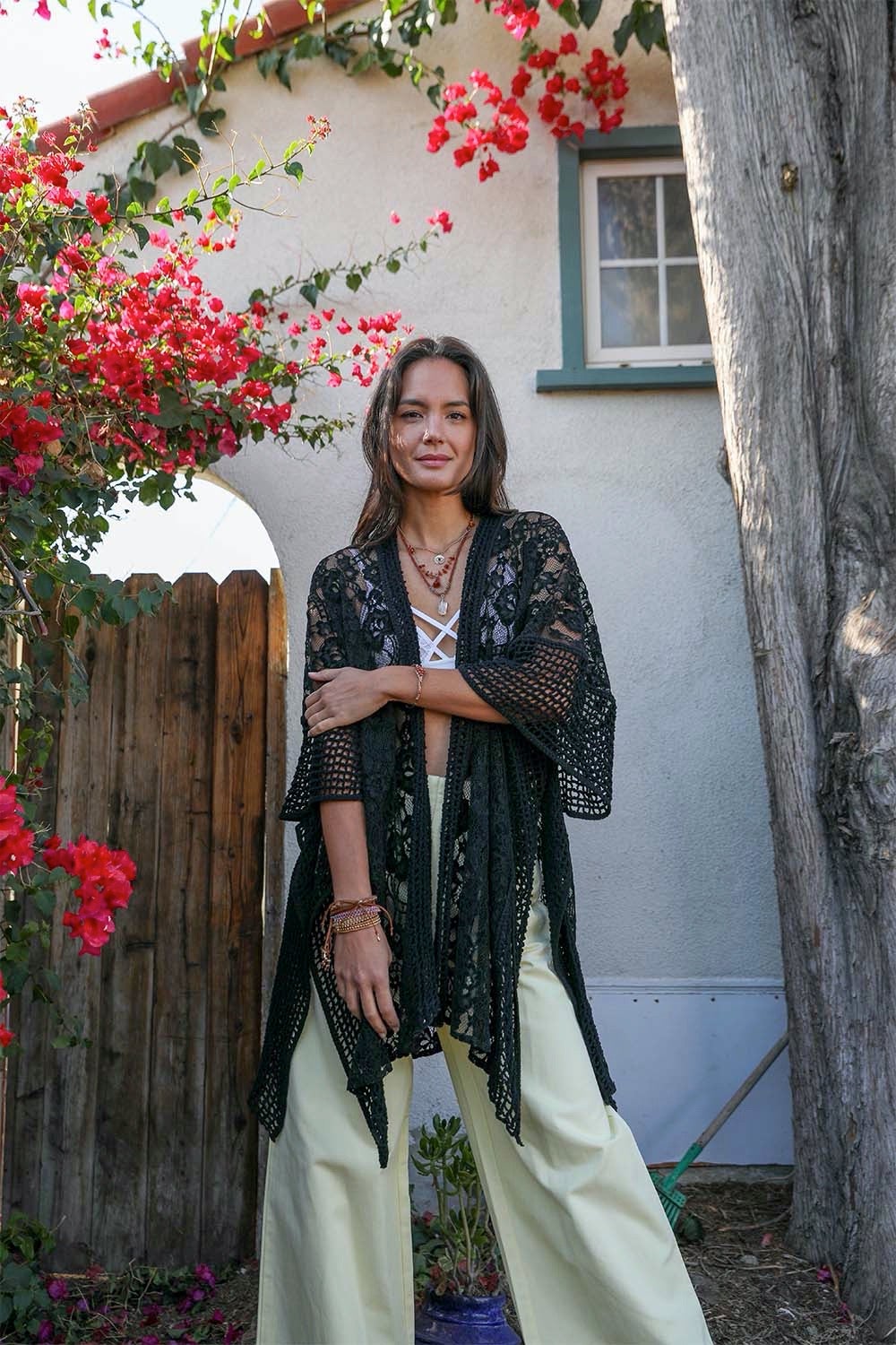 Open Front Floral Knit Kimono – Casual Elegance-Soul Flow Apparel
