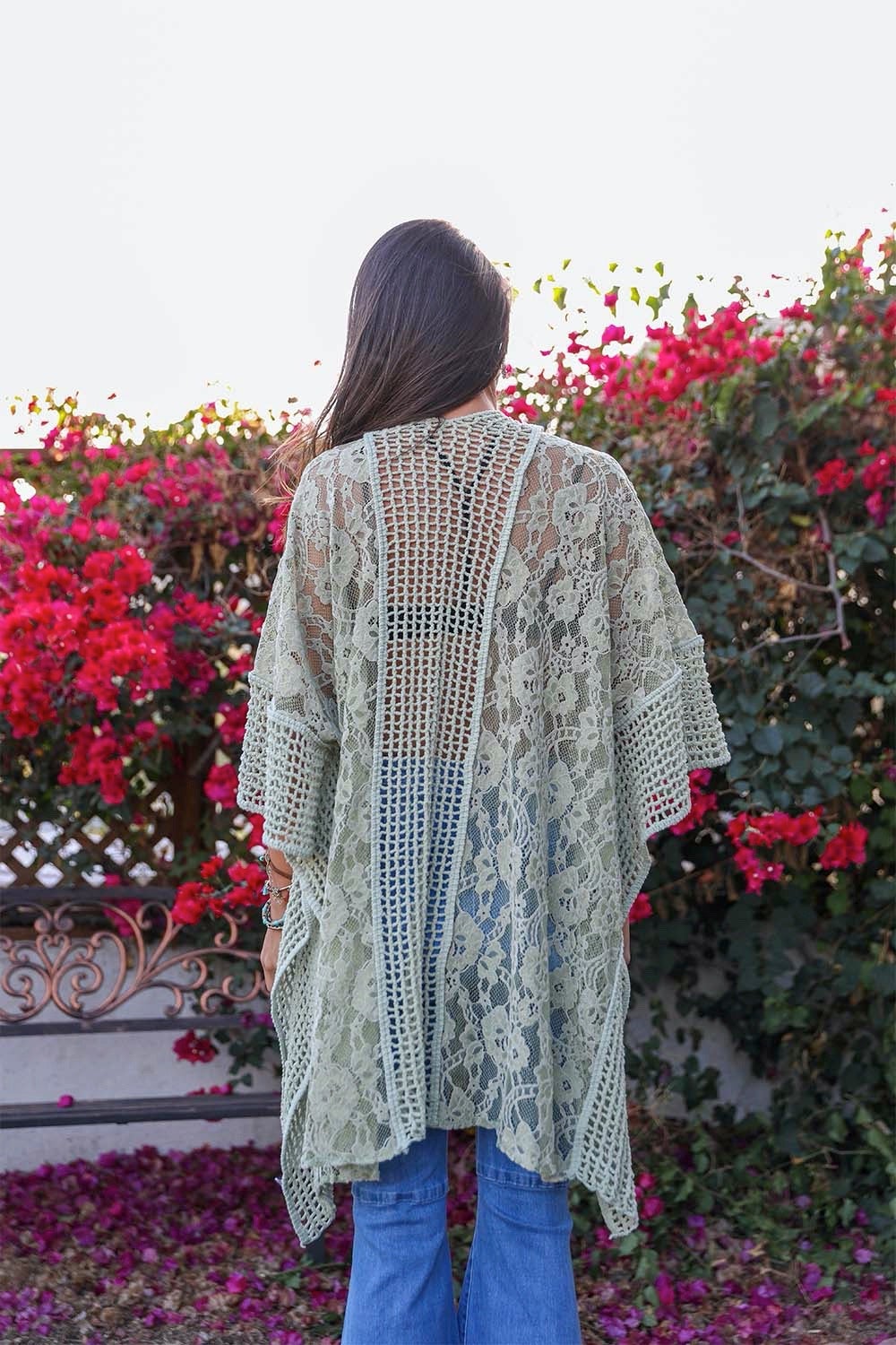 Open Front Floral Knit Kimono – Casual Elegance-Soul Flow Apparel