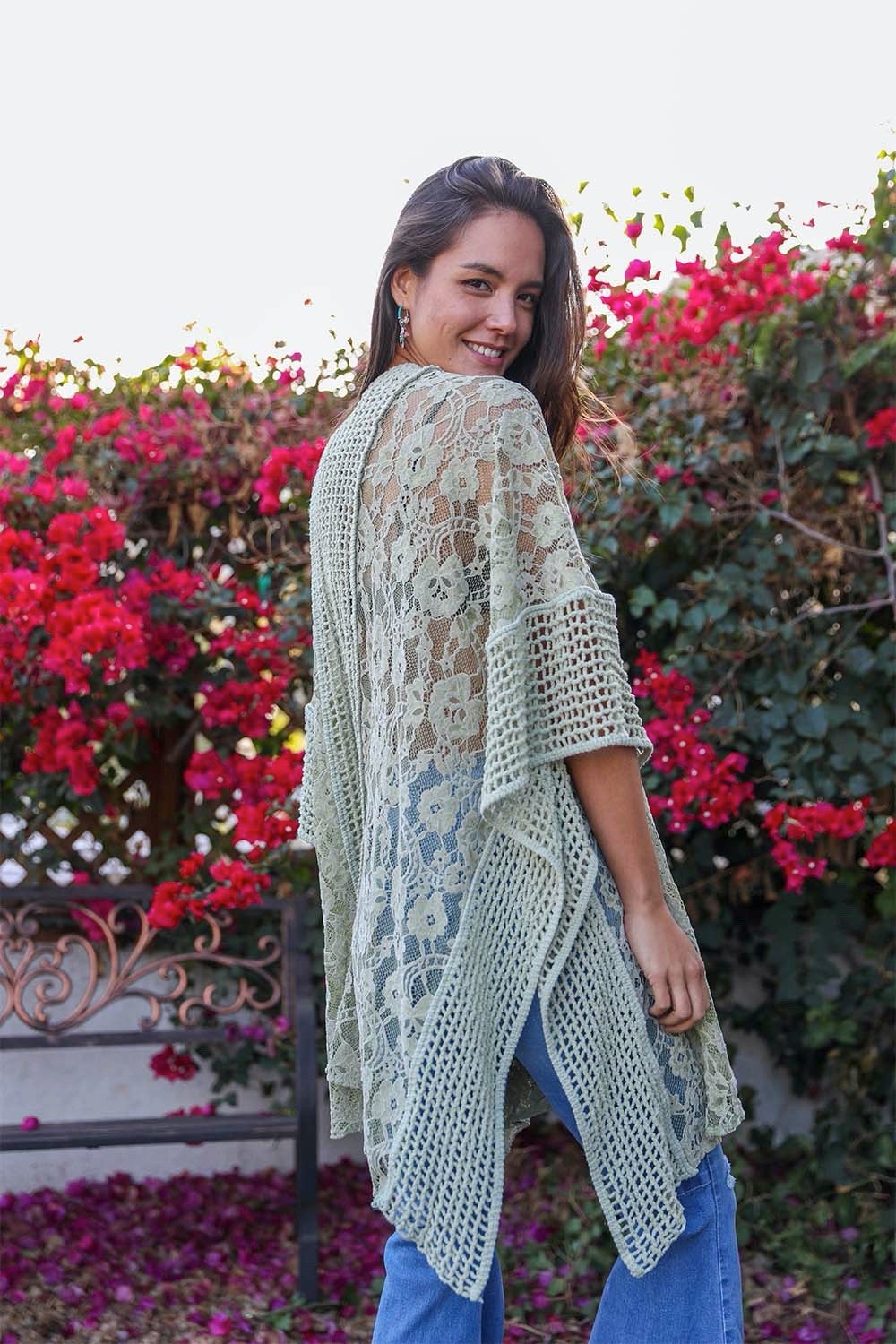 Open Front Floral Knit Kimono – Casual Elegance-Soul Flow Apparel