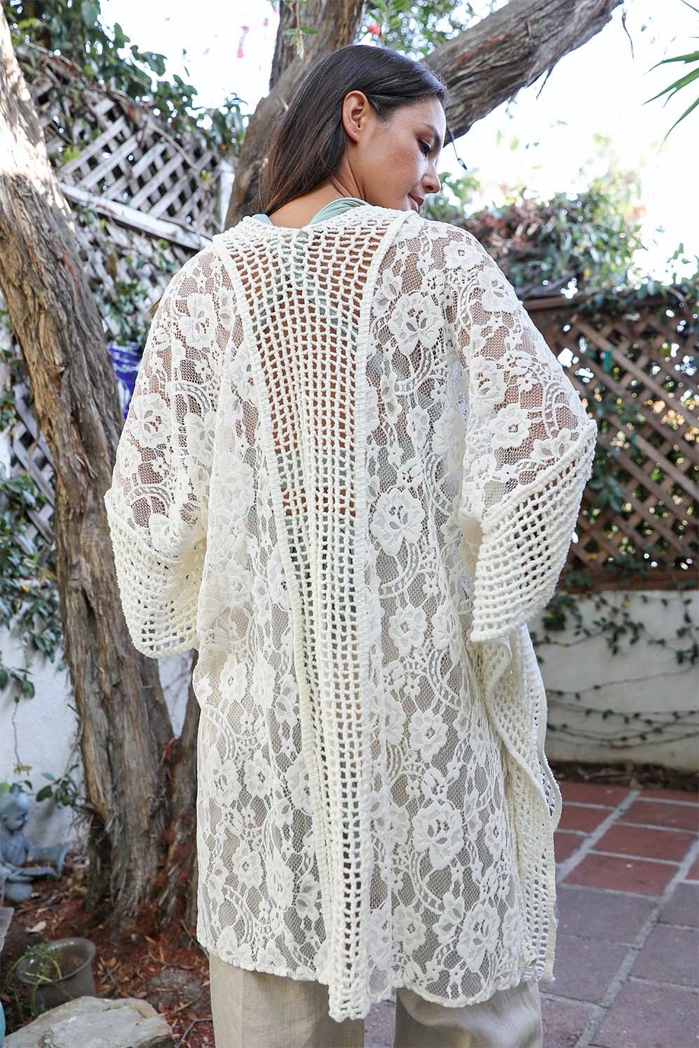 Open Front Floral Knit Kimono – Casual Elegance-Soul Flow Apparel