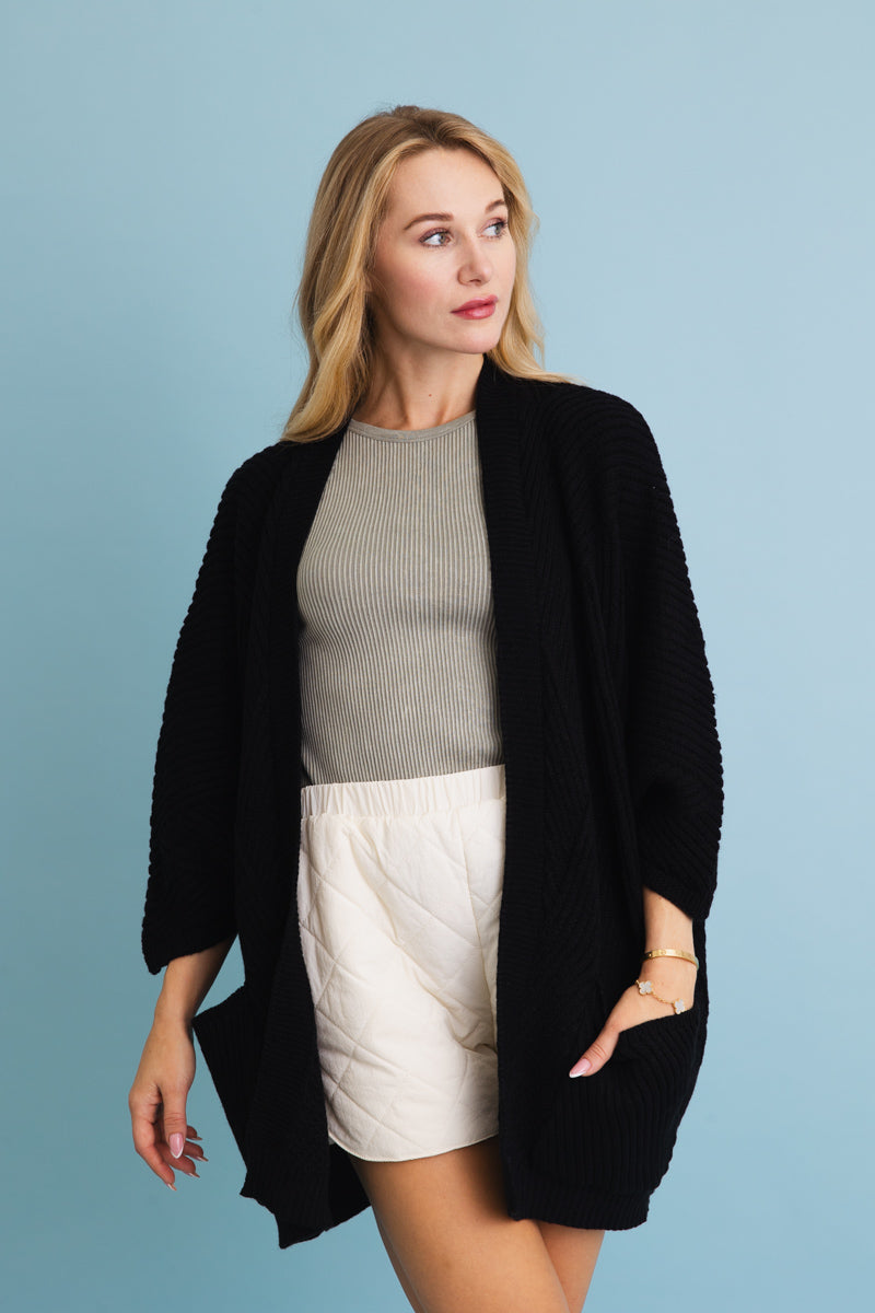 Ribbed Open-Front Knit Cardigan - Easy Layering ????-Soul Flow Apparel