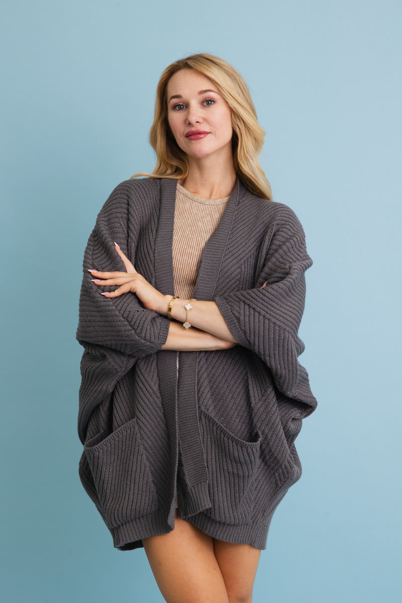 Ribbed Open-Front Knit Cardigan - Easy Layering ????-Soul Flow Apparel
