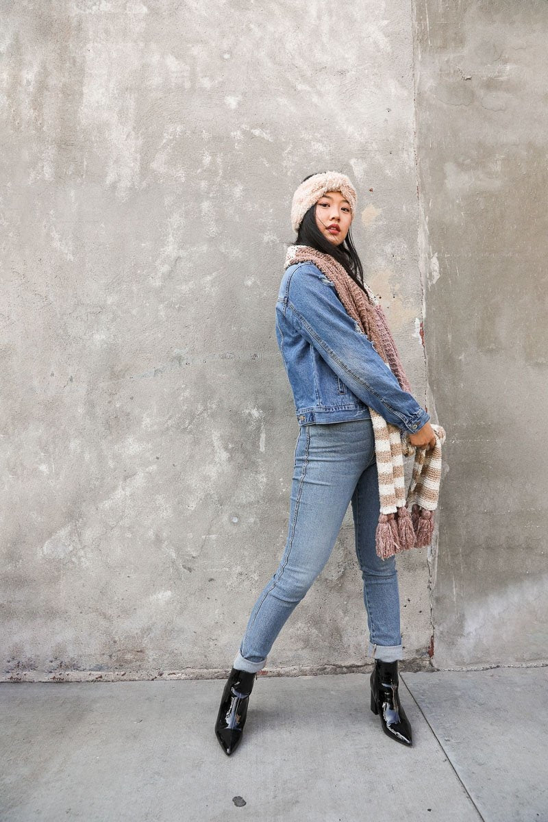 Boho Speckle Stripe Tassel Scarf-Soul Flow Apparel