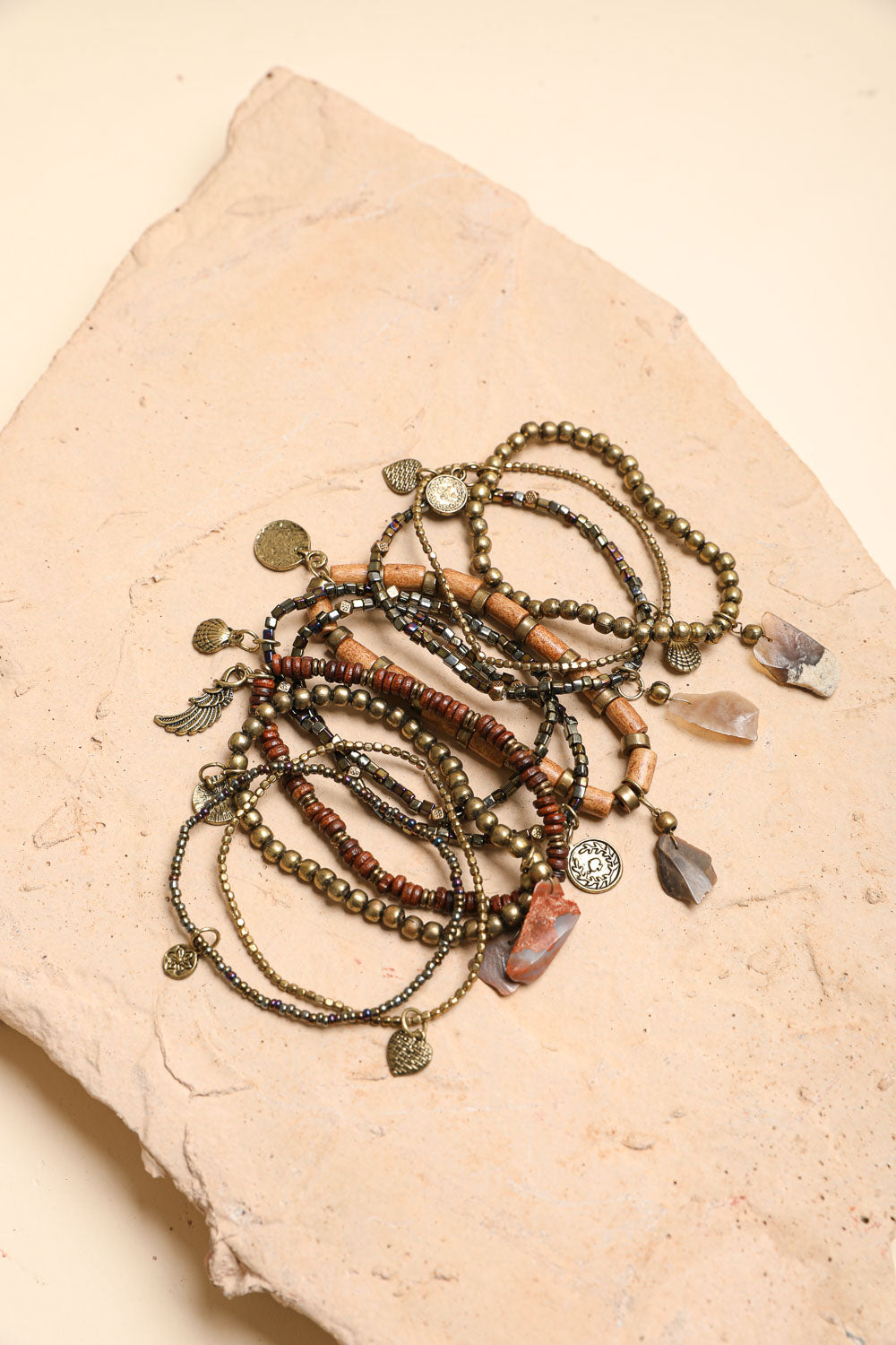 Boho Stone & Bead Stack Bracelet-Soul Flow Apparel