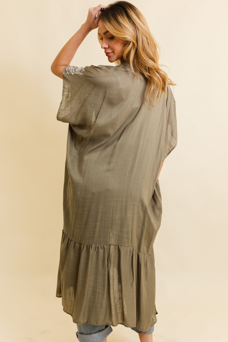 Soul Flow Apparel | Boho Boho Tribal Embroidered Longline Kimono