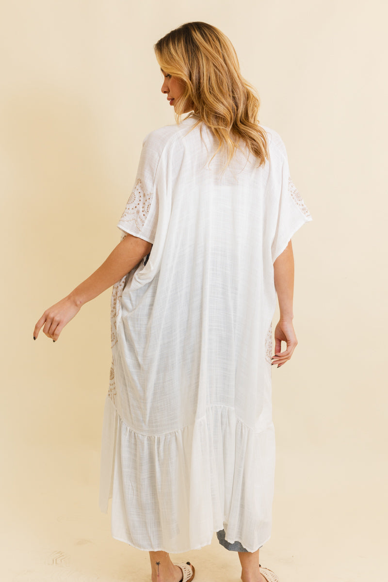 Soul Flow Apparel | Boho Boho Tribal Embroidered Longline Kimono