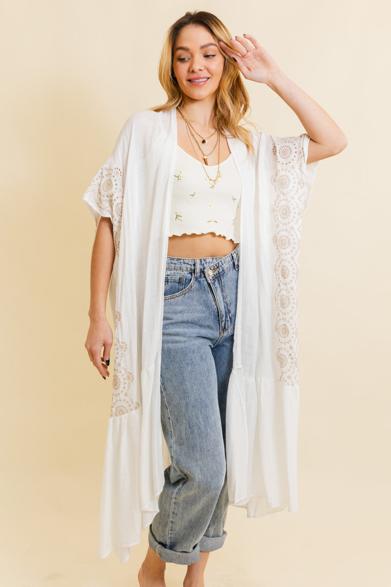 Soul Flow Apparel | Boho Boho Tribal Embroidered Longline Kimono