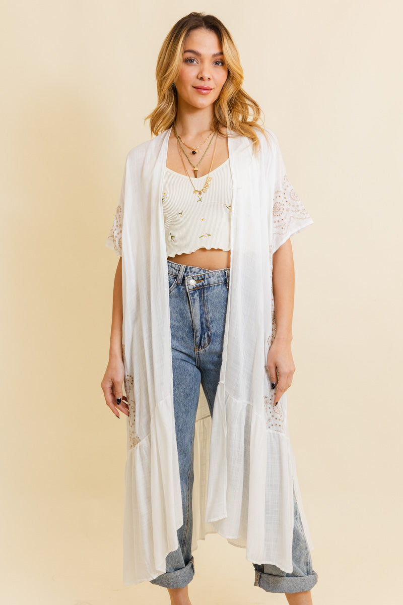 Soul Flow Apparel | Boho Boho Tribal Embroidered Longline Kimono