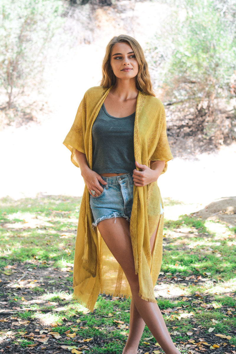 Soul Flow Apparel | Boho Woven Long Line Tribal Kimono