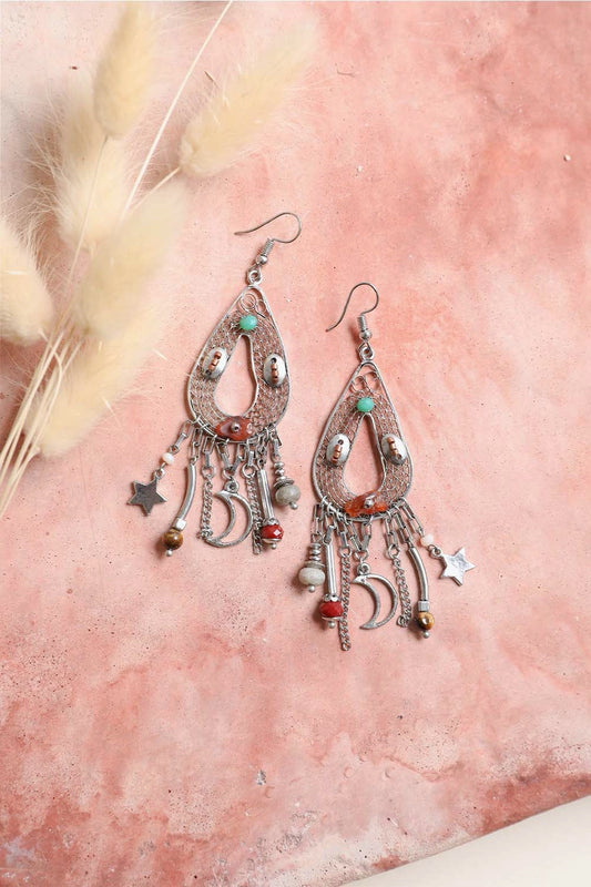 Carnelian Stones Beaded Earrings-Soul Flow Apparel