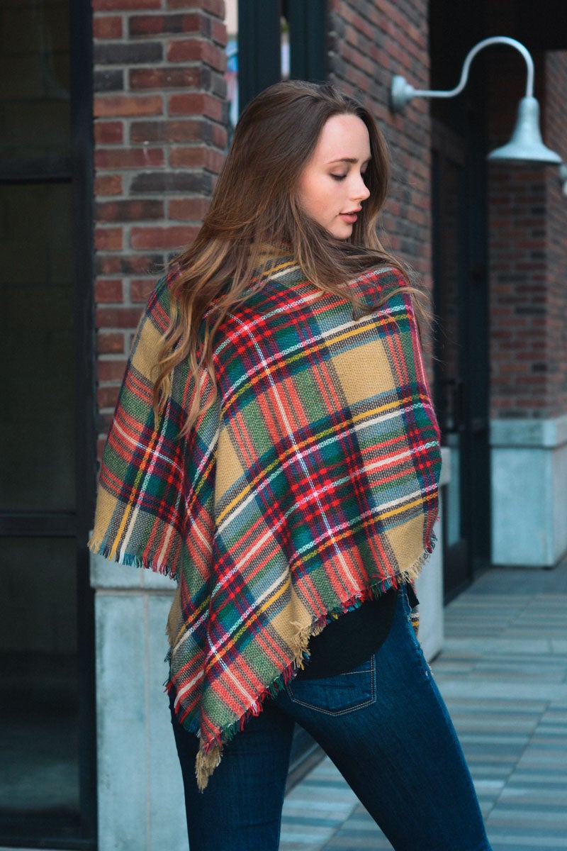 Classic Flannel Toggle Poncho-Soul Flow Apparel