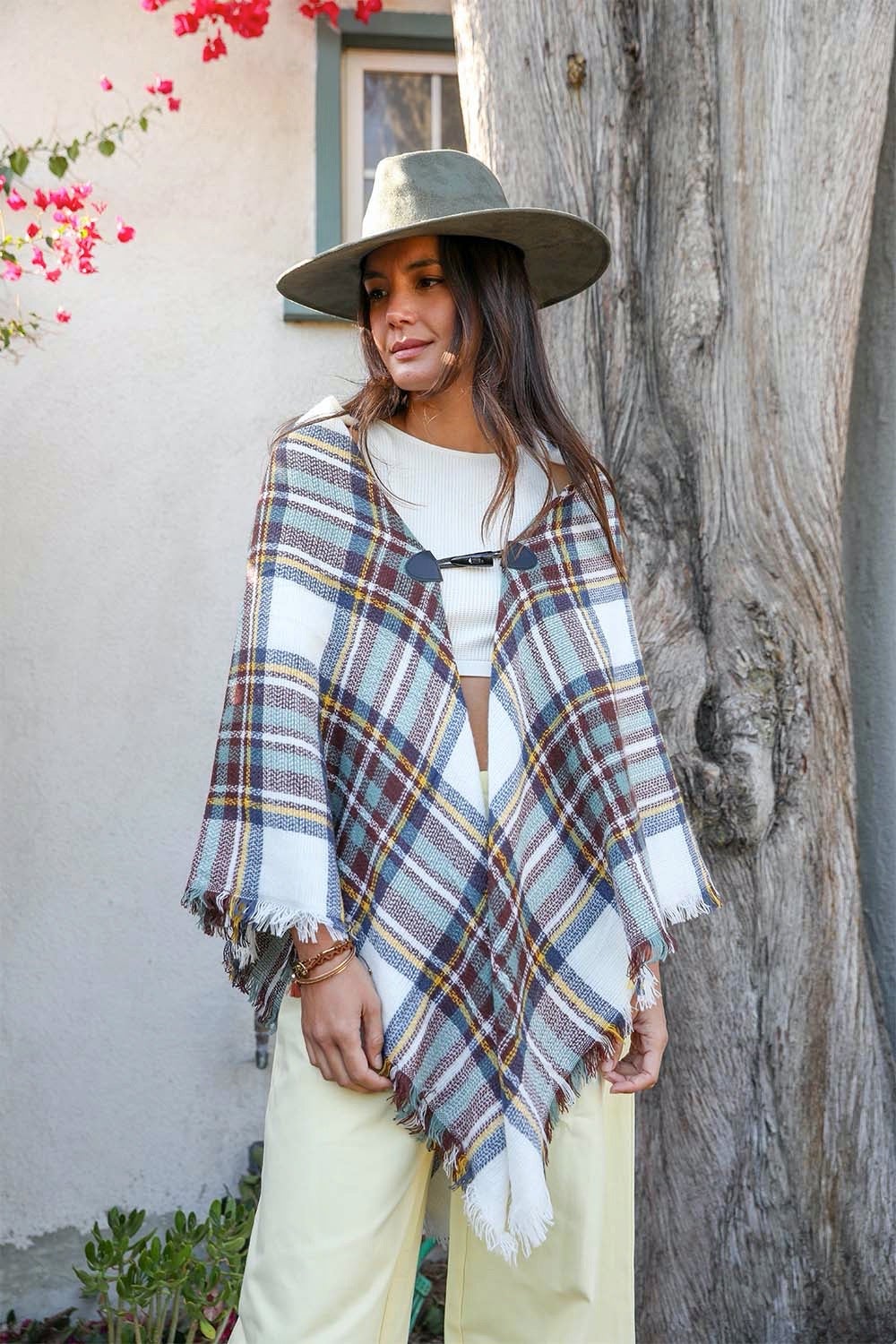 Classic Flannel Toggle Poncho-Soul Flow Apparel
