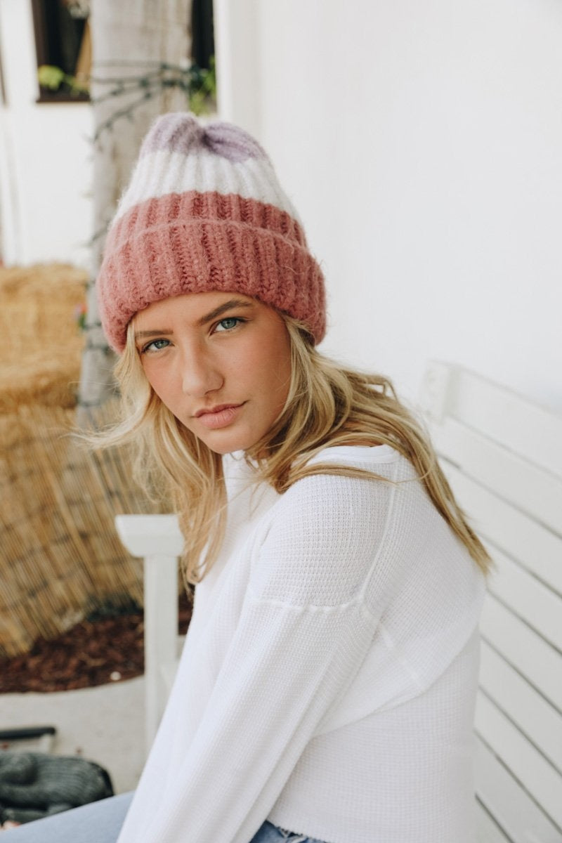Color Block Knit Beanie-Soul Flow Apparel