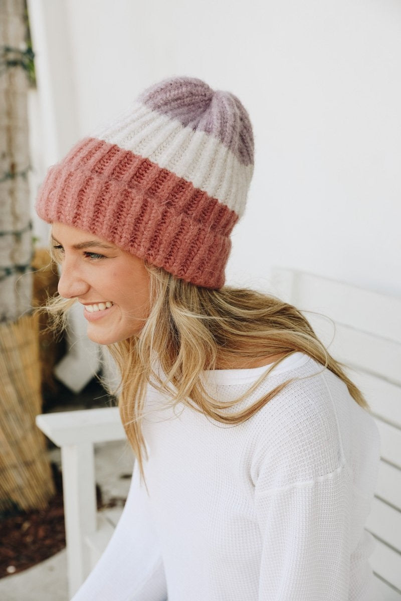 Color Block Knit Beanie-Soul Flow Apparel