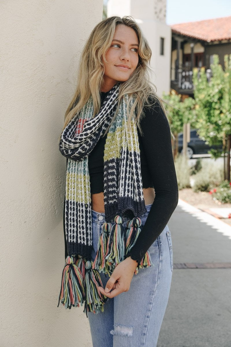 Colorblock Contrast Knit Scarf-Soul Flow Apparel