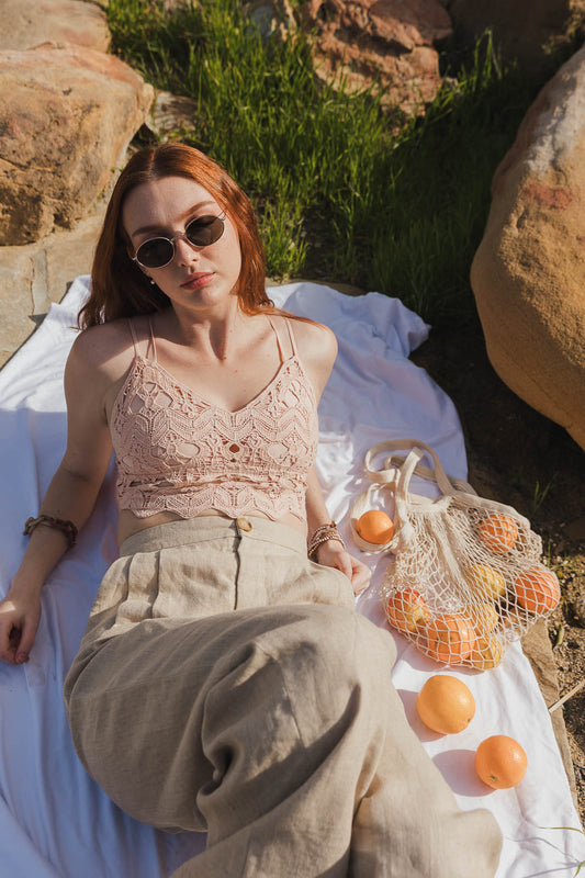 Cotton Crochet Longline Bralette-Soul Flow Apparel