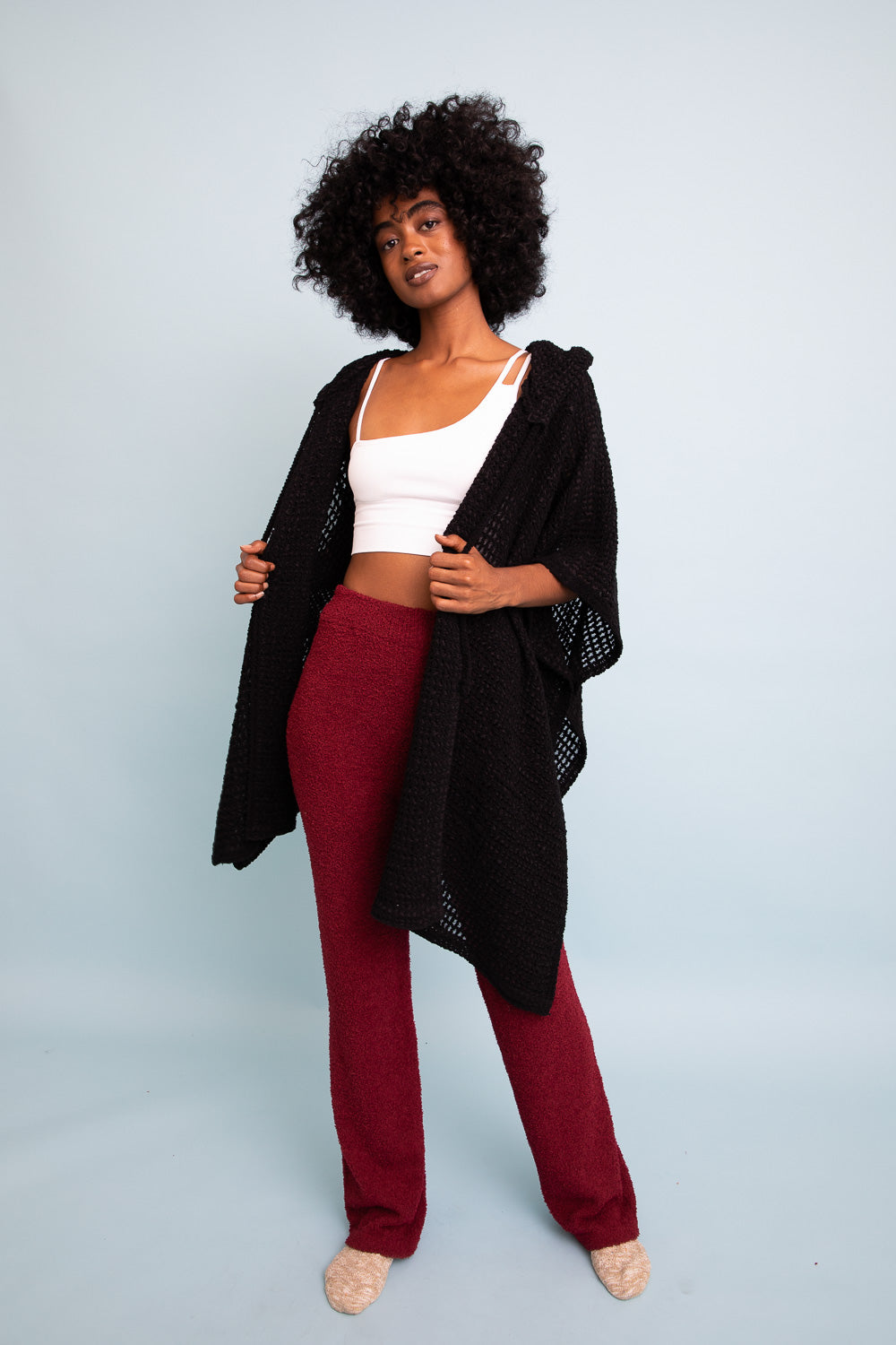 Cozy Soft Waffle Hooded Ruana-Soul Flow Apparel