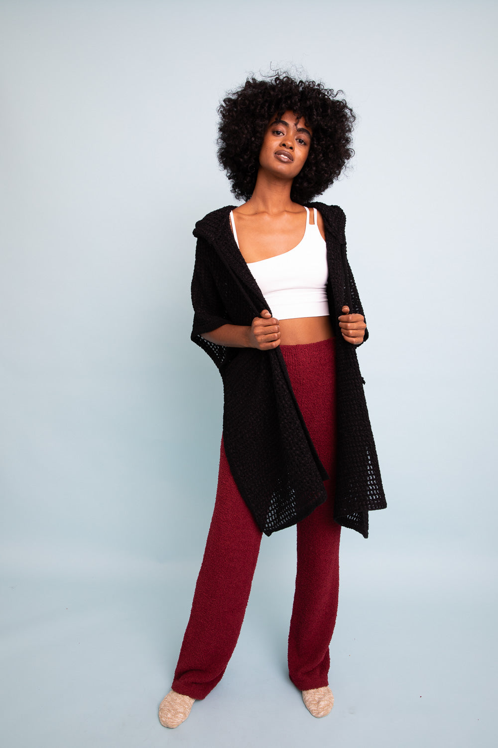 Cozy Soft Waffle Hooded Ruana-Soul Flow Apparel