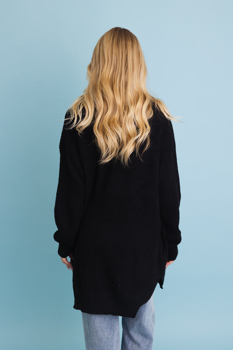 Cozy Open-Front Waffle Knit Long Cardigan - Winter Staple ?-Soul Flow Apparel