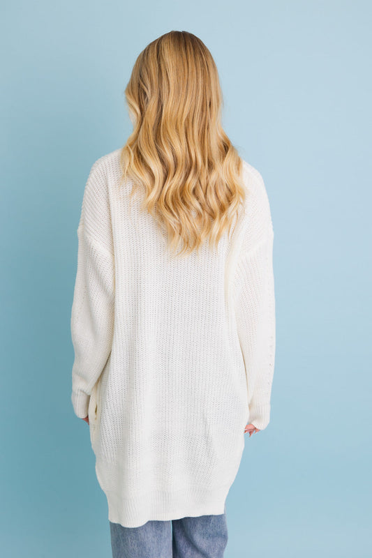 Cozy Open-Front Waffle Knit Long Cardigan - Winter Staple ?-Soul Flow Apparel