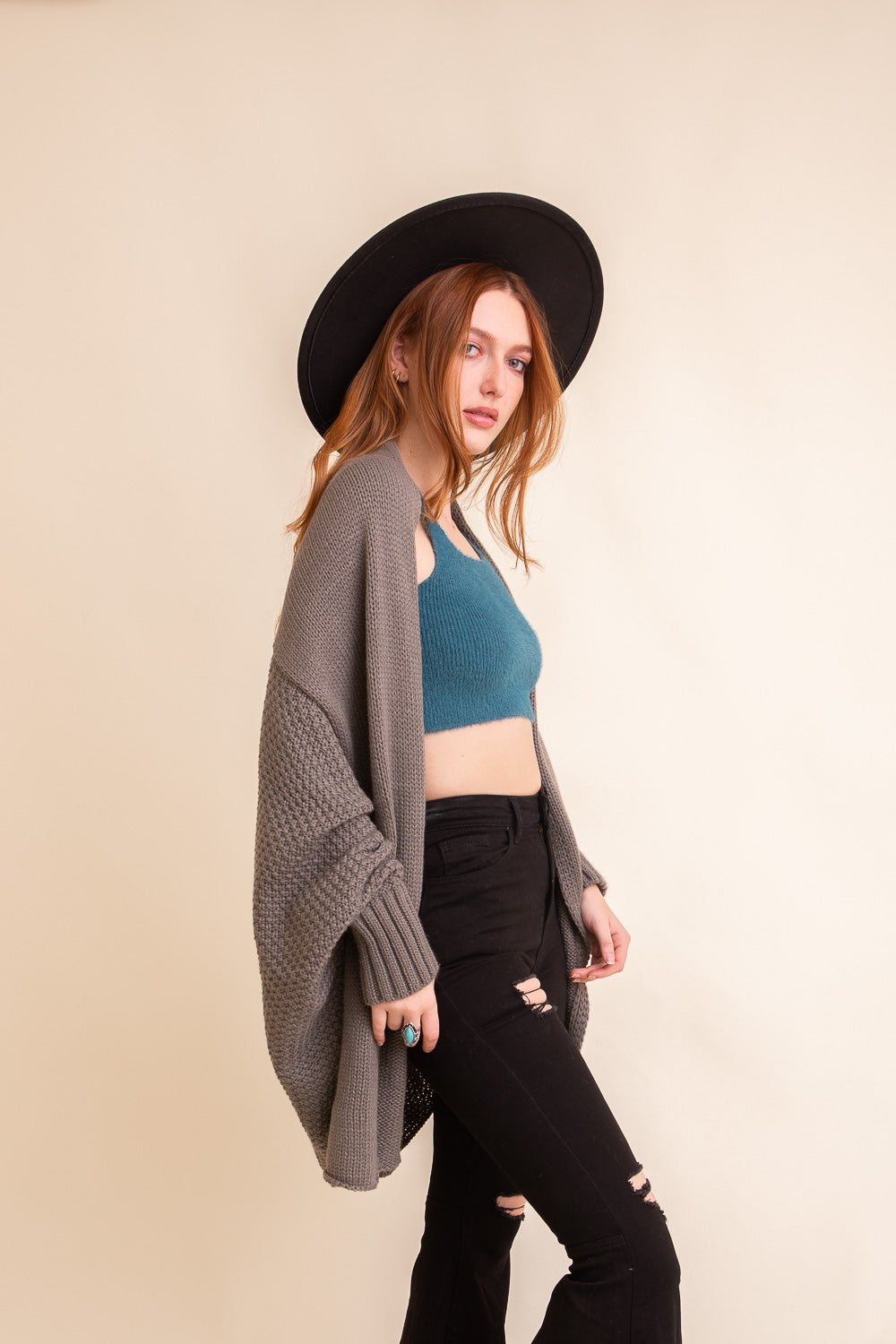Cuddly Bat Sleeve Knit Cardigan-Soul Flow Apparel