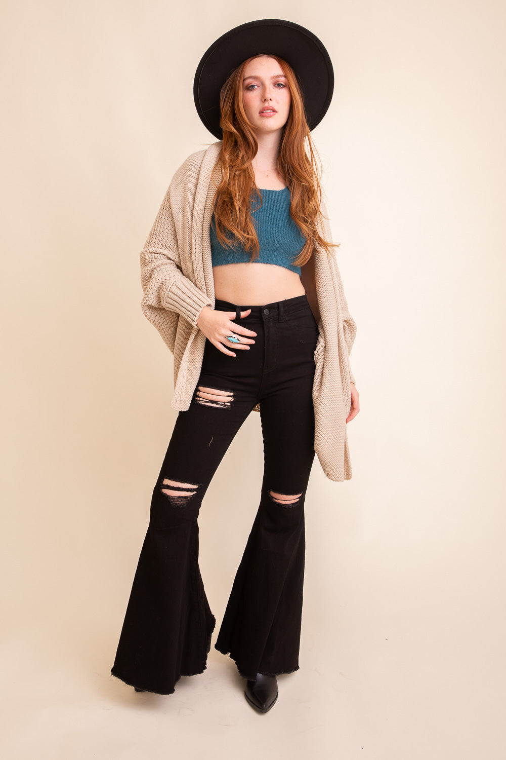 Cuddly Bat Sleeve Knit Cardigan-Soul Flow Apparel
