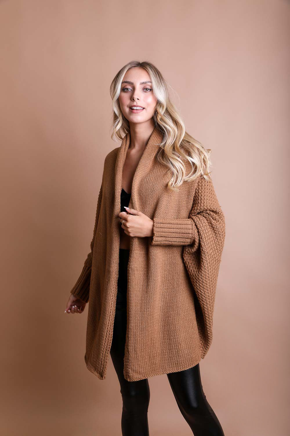 Cuddly Bat Sleeve Knit Cardigan-Soul Flow Apparel