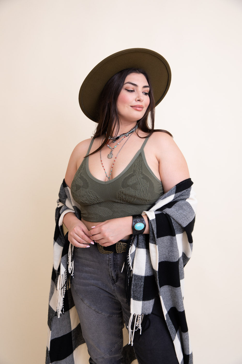 Curvy Seamless Padded Textured Brami Plus-Soul Flow Apparel