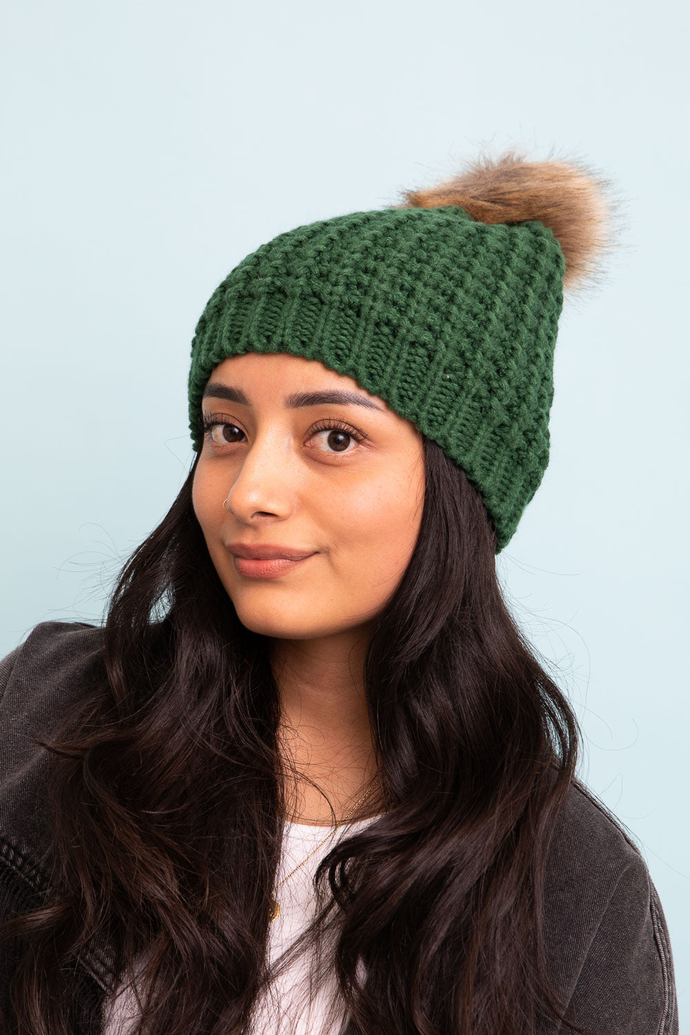 Cute Textured Pom Beanie-Soul Flow Apparel