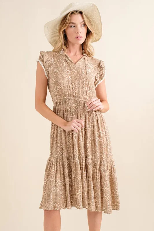 And The Why Boho Printed Tiered Maxi Dress-Soul Flow Apparel