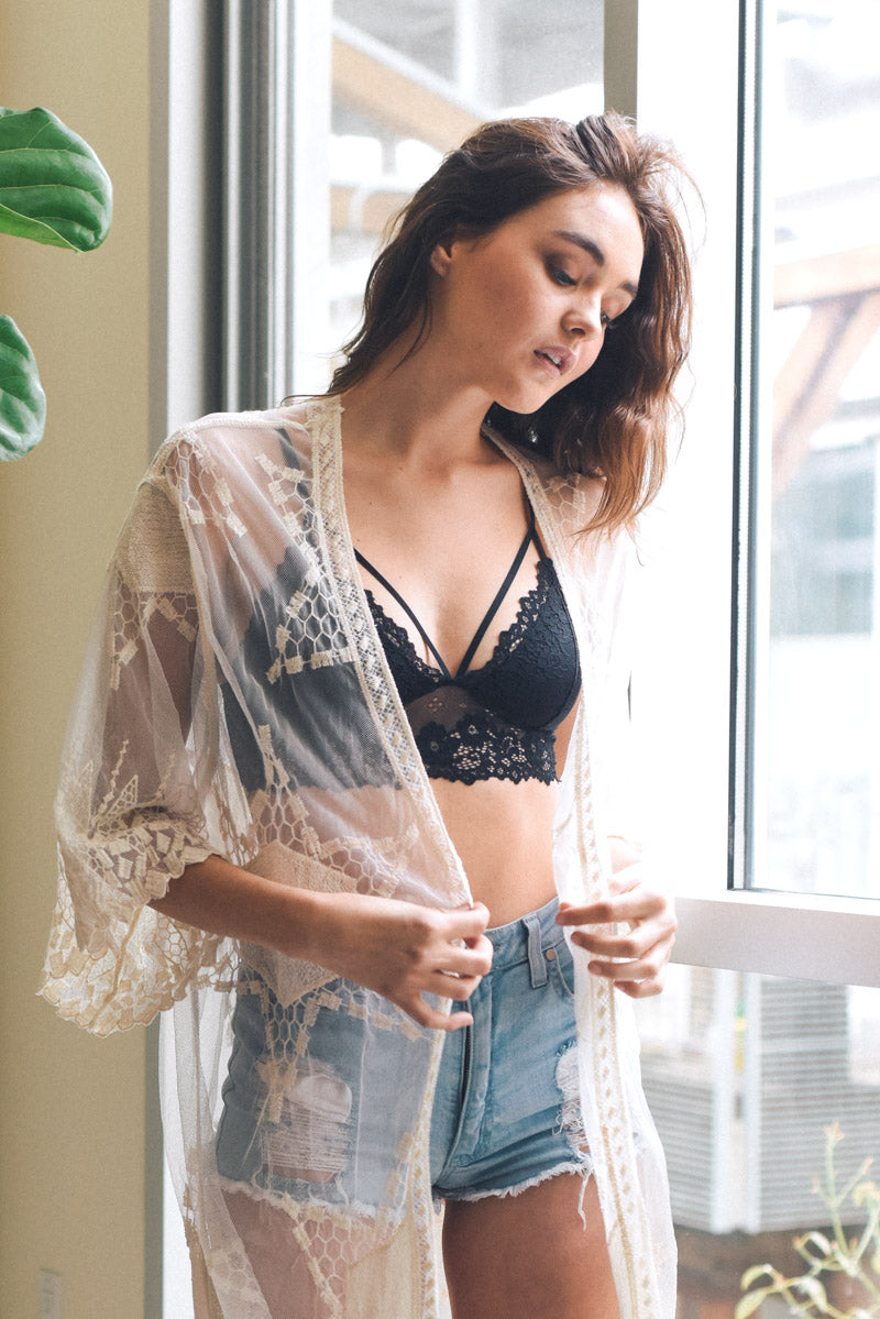 Soul Flow Apparel | Boho Floral Lace Strappy Front Bralette