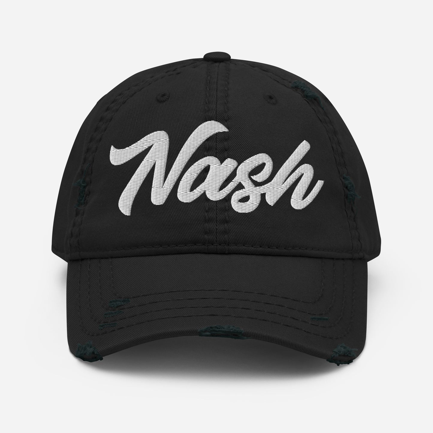 Nash Embroidered Distressed Dad Hat, Flow Font-Soul Flow Apparel