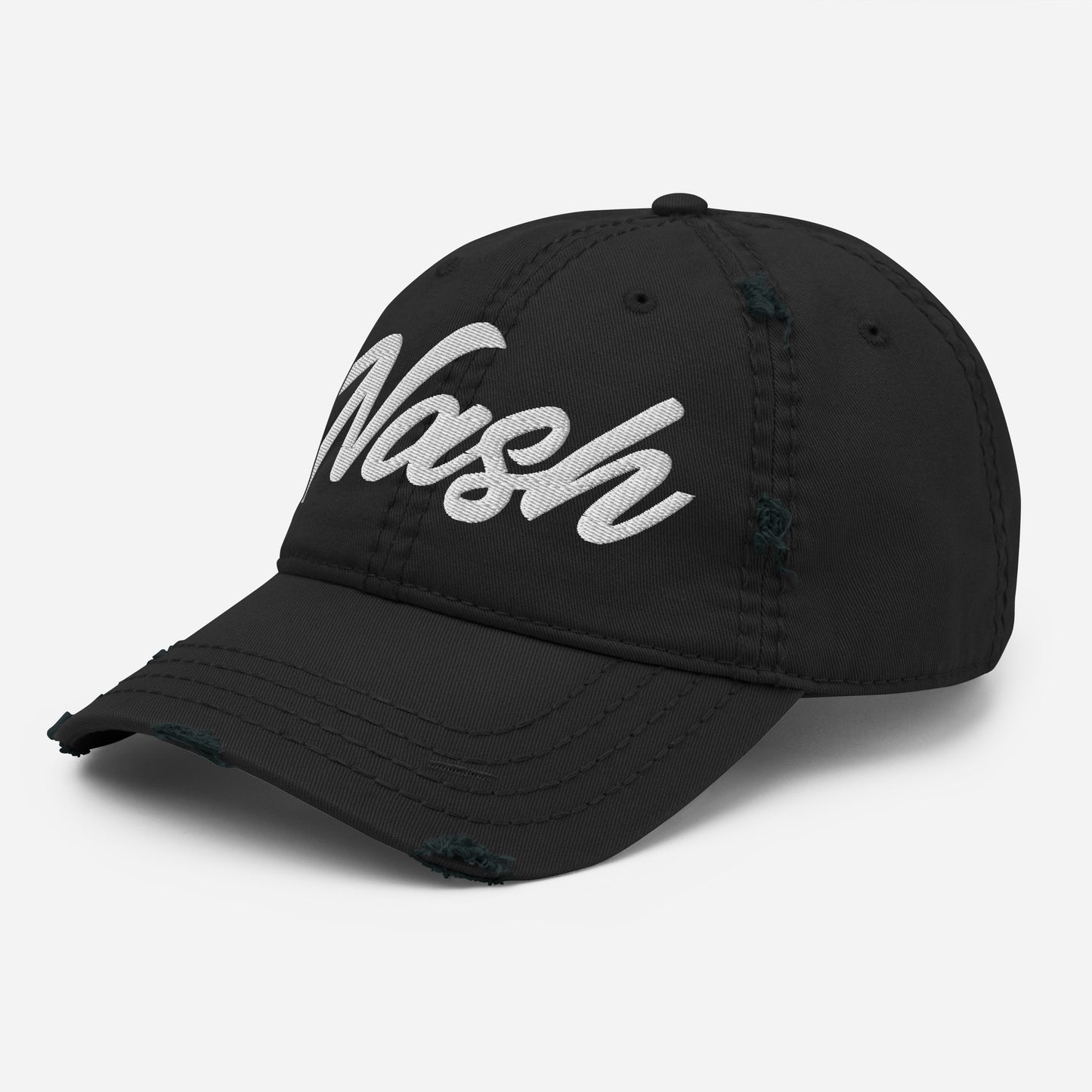 Nash Embroidered Distressed Dad Hat, Flow Font-Soul Flow Apparel