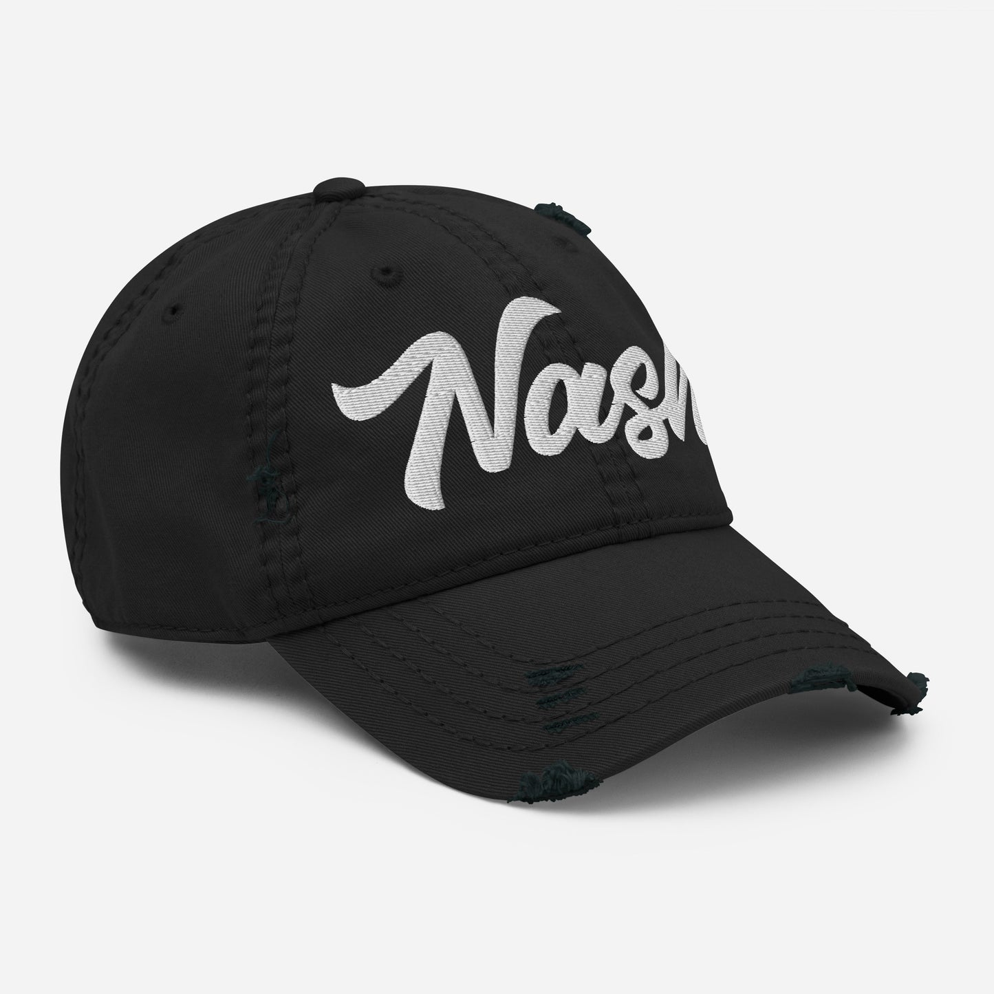 Nash Embroidered Distressed Dad Hat, Flow Font-Soul Flow Apparel