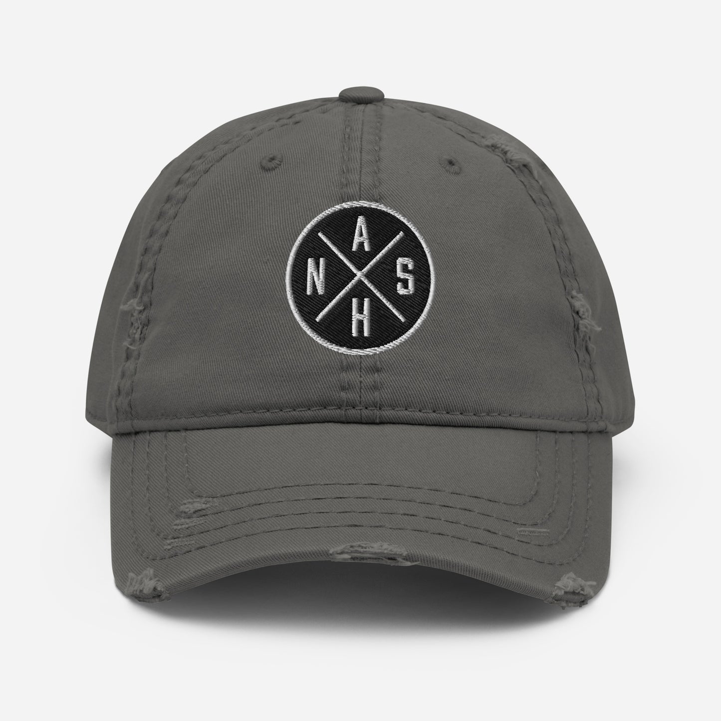 Circled Nash Embroidered Distressed Dad Hat-Soul Flow Apparel