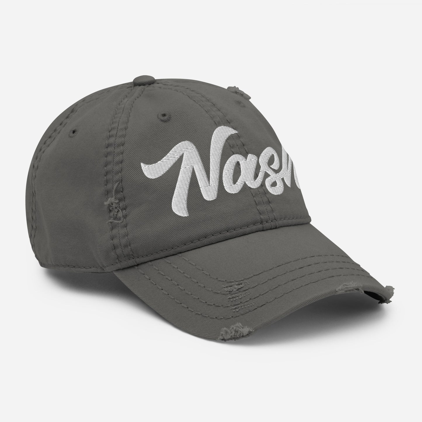 Nash Embroidered Distressed Dad Hat, Flow Font-Soul Flow Apparel