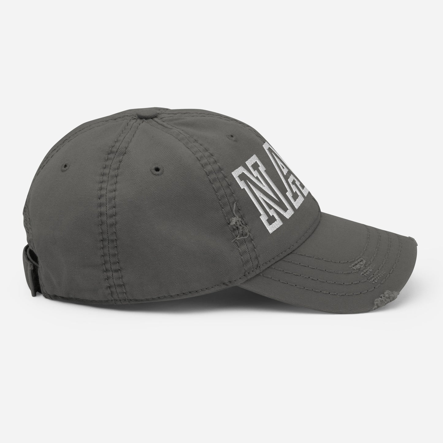 Nash Embroidered Distressed Dad Hat, Hollow Font-Soul Flow Apparel